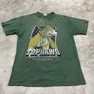 Vintage 1996 Top Dawg Time For Some Action Motorcycle Green T-Shirt READ DESCRIP